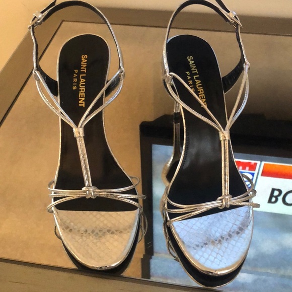 YSL gorgeous silver summer sandals Saint Laurent. Worn 2x - Picture 1 of 17